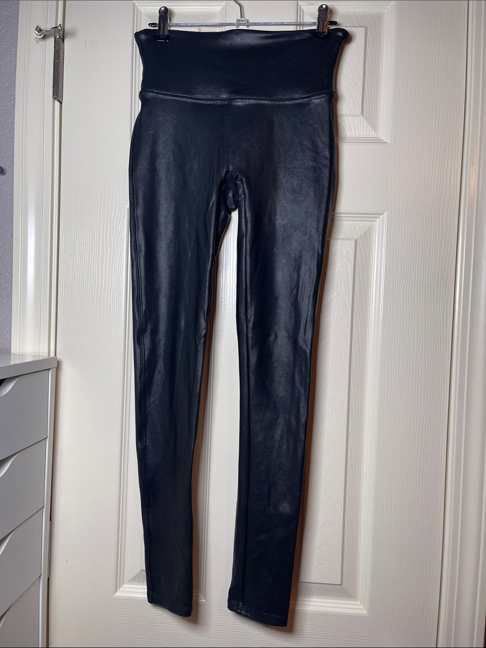 SPANX High-Waist Black Faux-Leather Jeggings